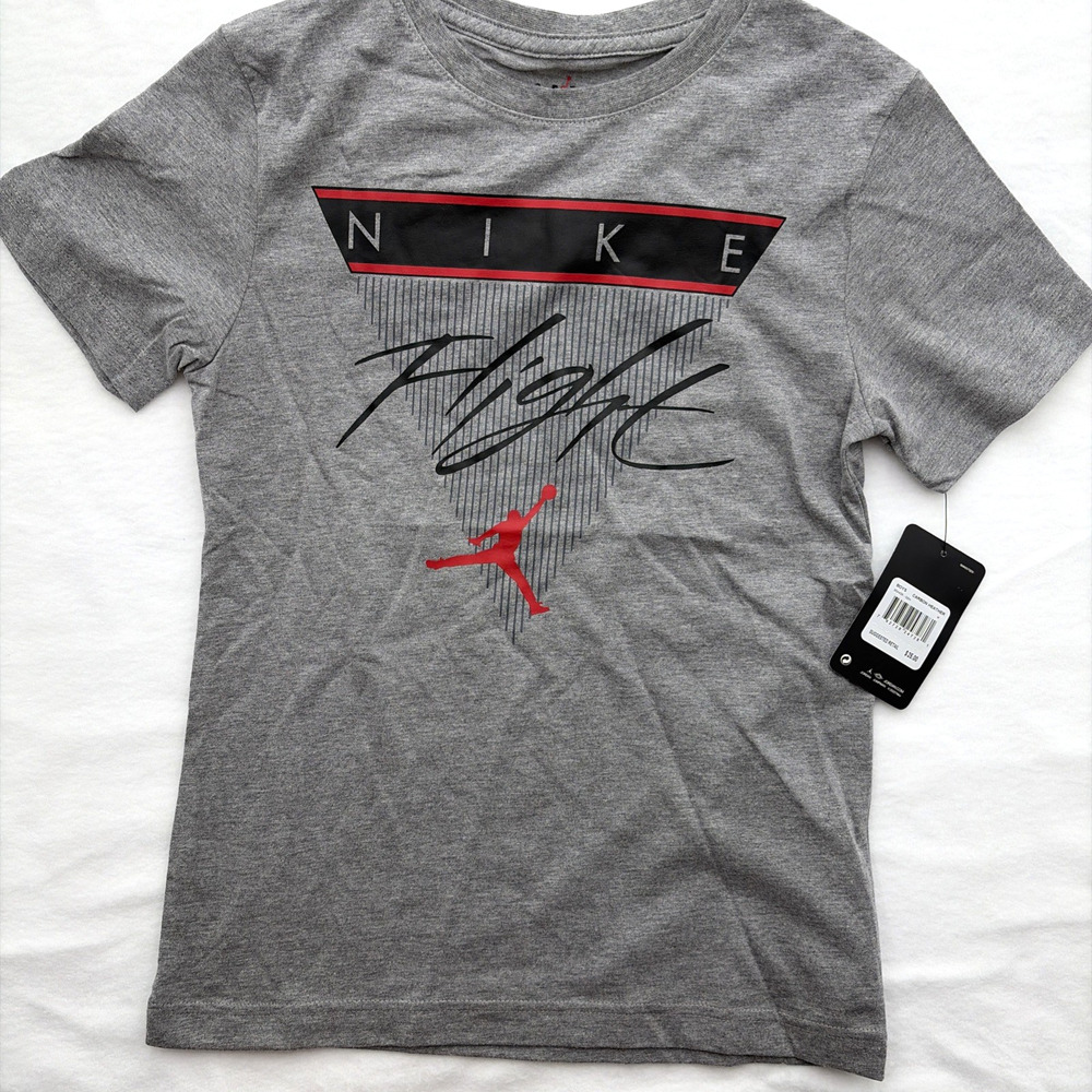 Nike Air Jordan Jumpman Logo T-Shirt Youth Medium Grey Athletic Activewear NEW